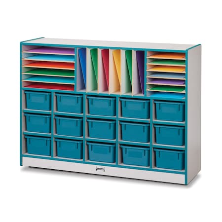 Jonti-Craft Rainbow Accents Sectional Cubbie-Tray Mobile Unit, with Trays, Teal 0416JCWW005